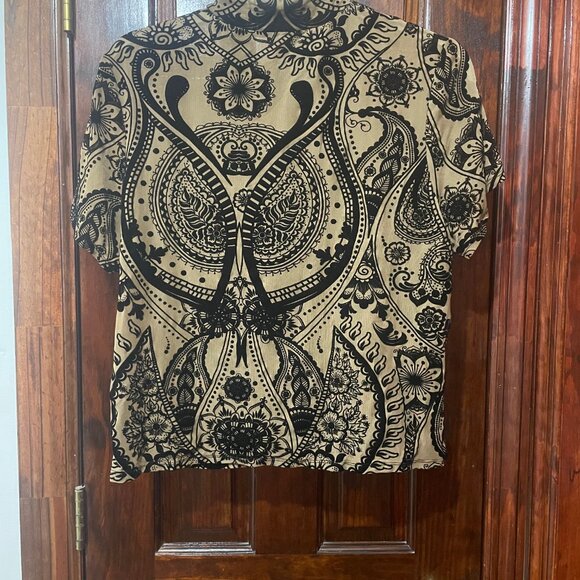 Kate Hewko Black Velvet Flocked Sheer Shirt – M - Picture 3 of 3